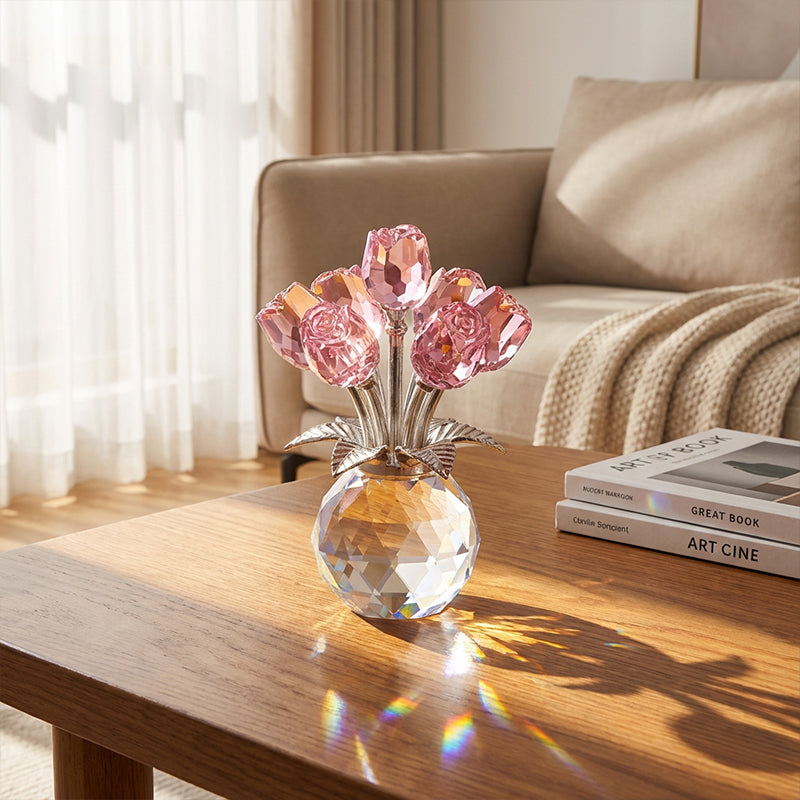 📢📢50% OFF!!🎉Eternal crystal rose flower figurine in a vase🌹