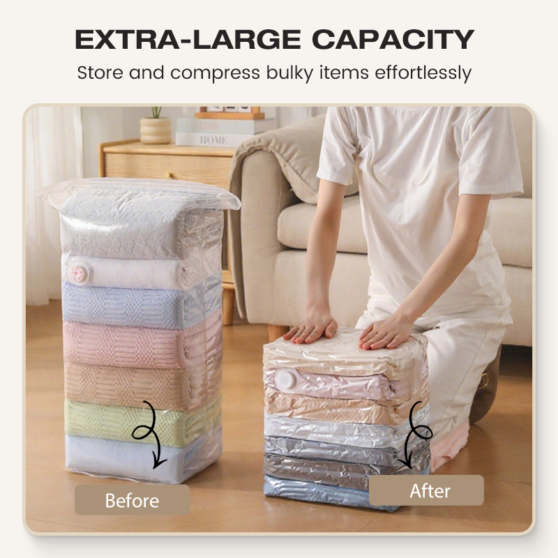 🔥 BUY 2 GET 1 FREE | No-Pump Vacuum Storage Bags - Save 80% Space Instantly! 📦